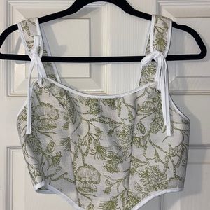 Green and White Crop Top, Size S